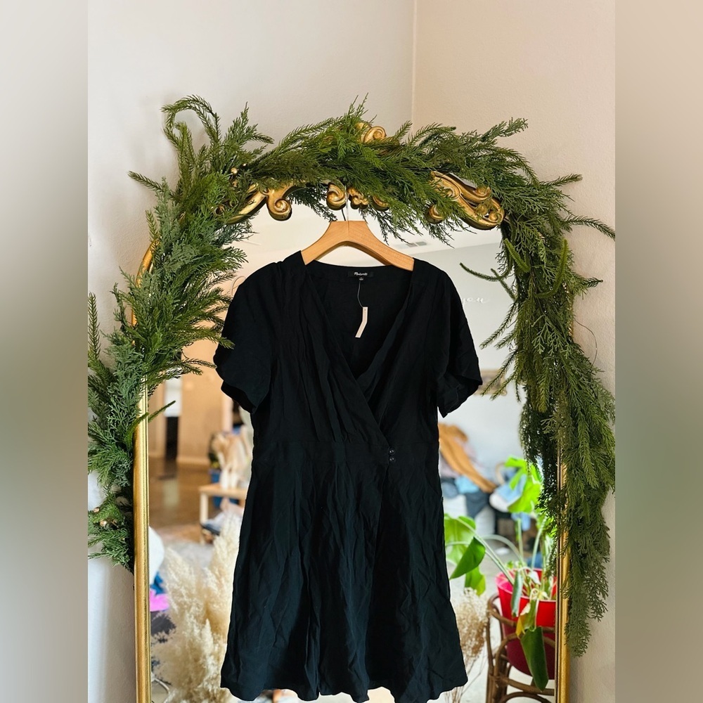 Madewell black faux wrap dress nwt size 10